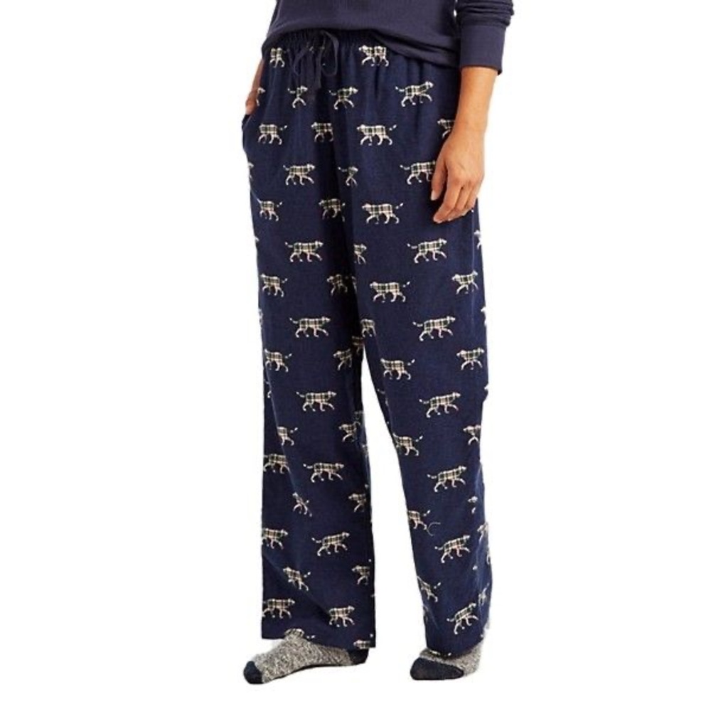 L.L. Bean Dark Blue Pajama Pants with Dog Pattern
